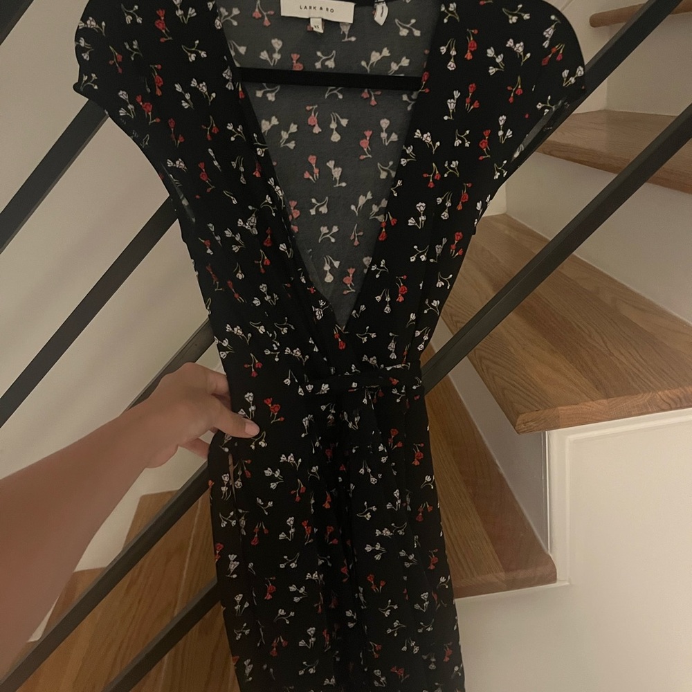 Black Floral Wrap Dress